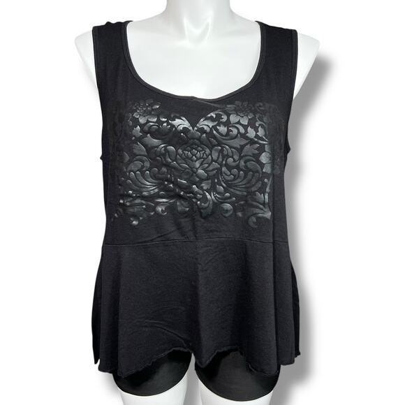 Torrid Womens Tank Top Sleeveless Floral Heart Pattern Scoop Neck Pullover Black - Picture 1 of 7